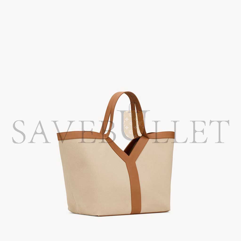 YSL Y TOTE IN CANVAS AND LEATHER 817602FAC7T9856 (38*33*16cm)